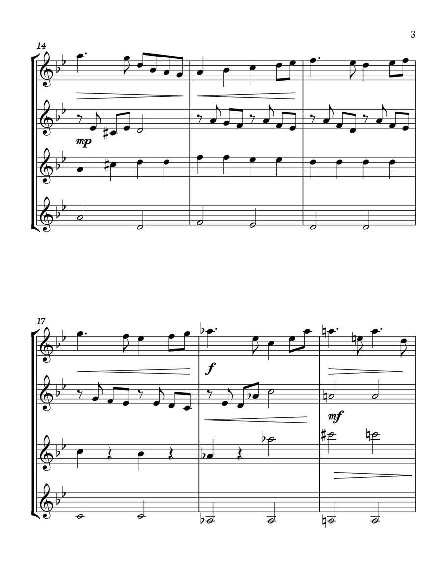 Tchaikovsy - Swan Lake for Guitar quartet. Score and parts inlcuded. Guitar Ensemble scores gallery preview page 3