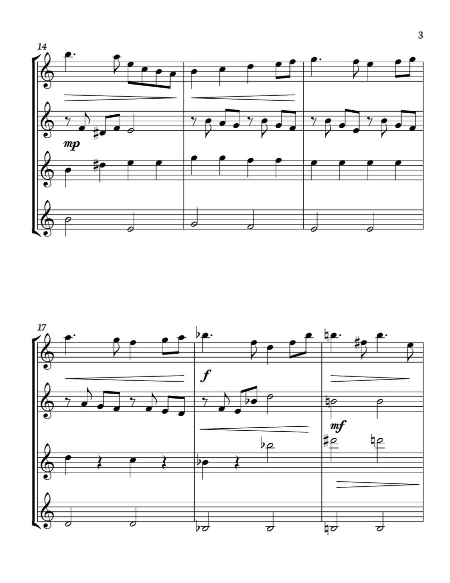 Tchaikovsy - Swan Lake for Guitar quartet. Score and parts inlcuded. Guitar Ensemble scores gallery preview page 3