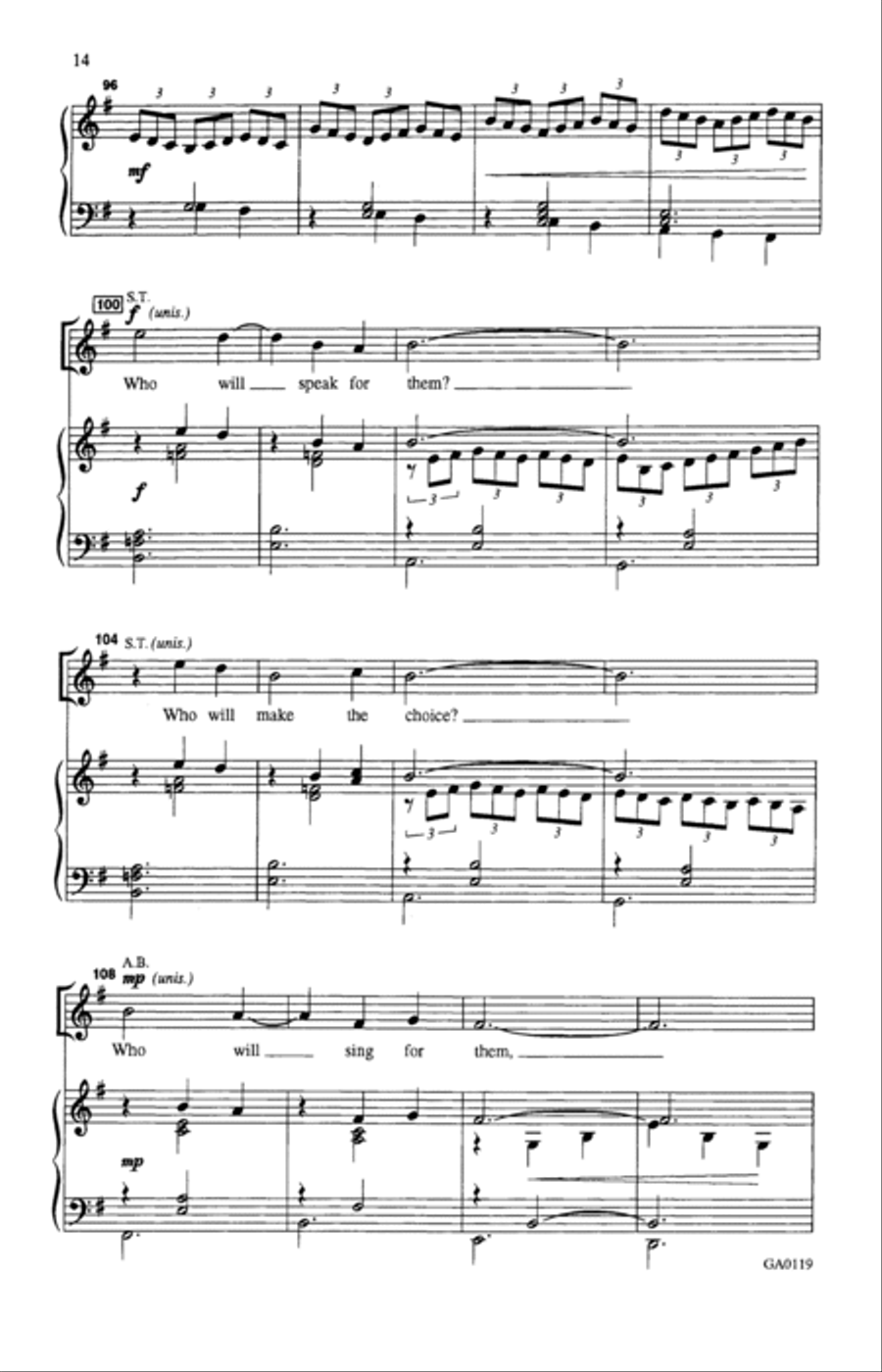 Sing For The Cure: A Proclamation Of Hope 4-Part scores gallery preview page 11