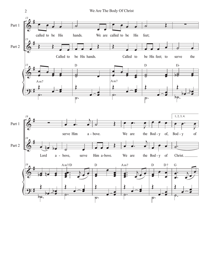 We Are The Body Of Christ (2-part choir) 2-Part scores gallery preview page 2