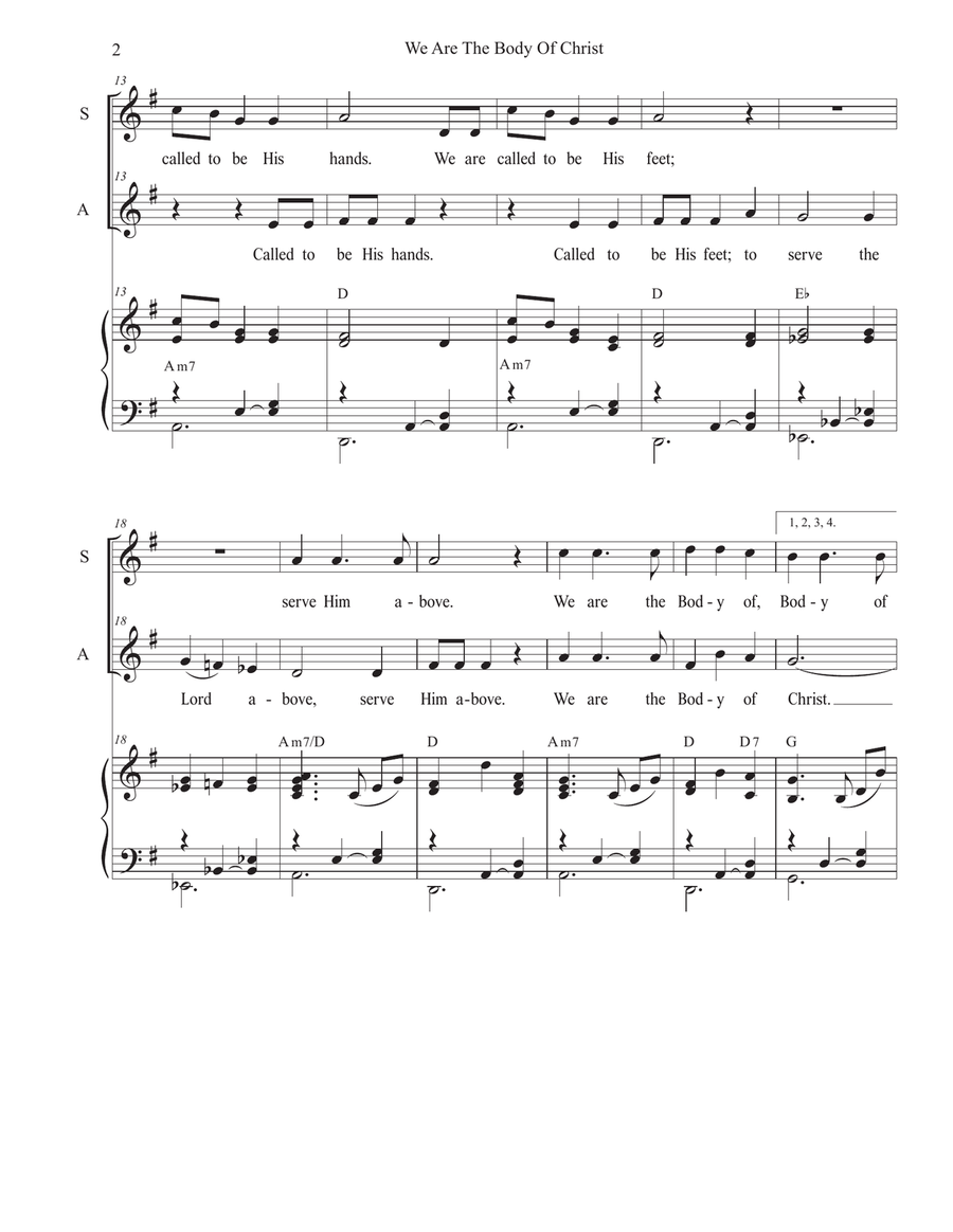 We Are The Body Of Christ (2-part choir - (SA) SA scores gallery preview page 2