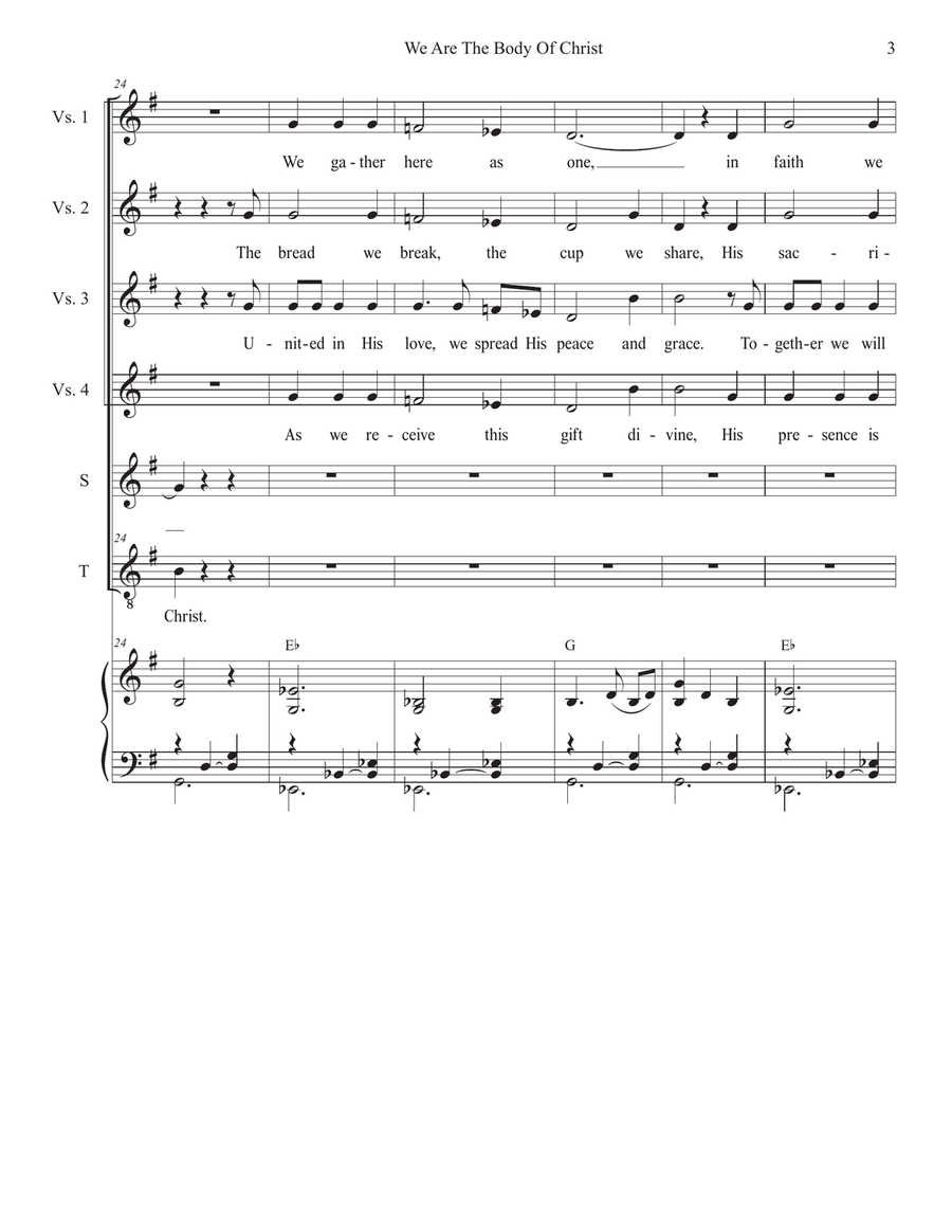 We Are The Body Of Christ (2-part choir - (Soprano and Tenor) 2-Part scores gallery preview page 3
