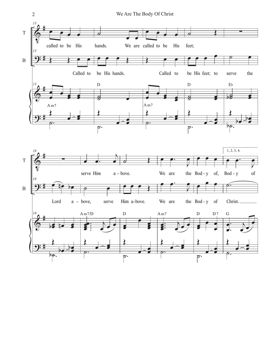 We Are The Body Of Christ (2-part choir - (TB) TB scores gallery preview page 2