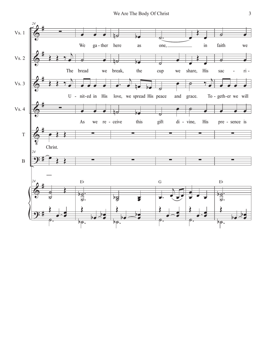 We Are The Body Of Christ (2-part choir - (TB) TB scores gallery preview page 3