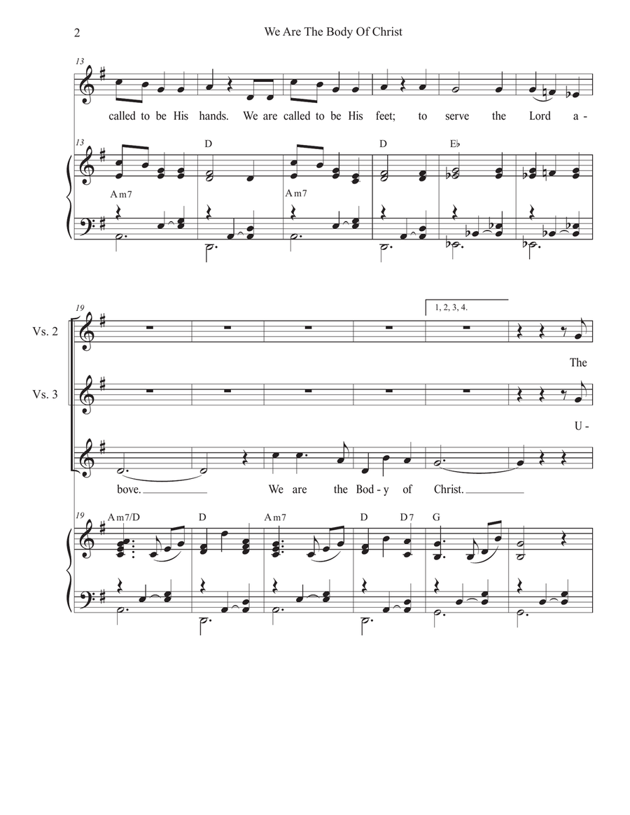 We Are The Body Of Christ (Unison choir - High Key) Unison Choir scores gallery preview page 2
