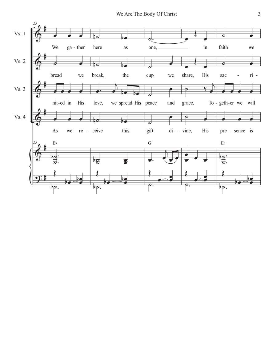 We Are The Body Of Christ (Unison choir - High Key) Unison Choir scores gallery preview page 3