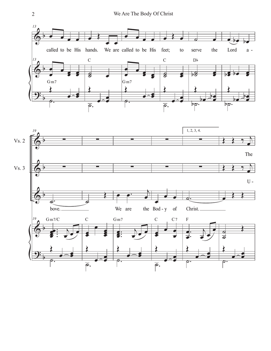 We Are The Body Of Christ (Unison choir - Medium Key) Unison Choir scores gallery preview page 2