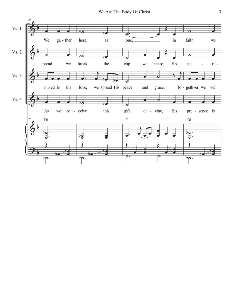 We Are The Body Of Christ (Unison choir - Medium Key) Unison Choir scores gallery preview page 3