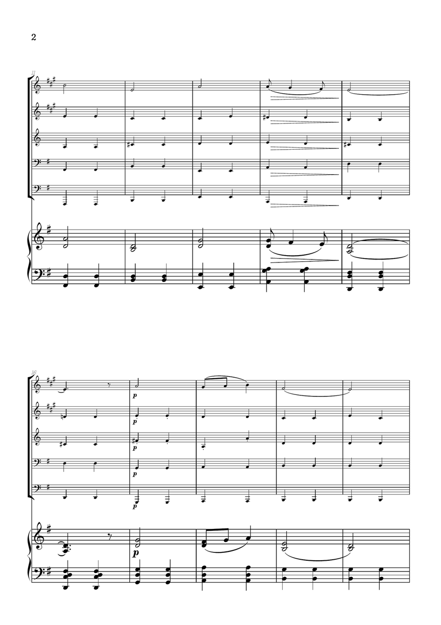 Elgar • Pomp and Circumstance | brass quintet sheet music w/ piano accompaniment Small Ensemble scores gallery preview page 2