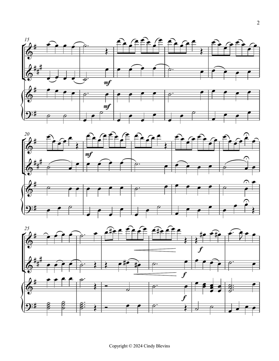 Now Thank We All Our God, for Flute, Clarinet and Harp Clarinet scores gallery preview page 3