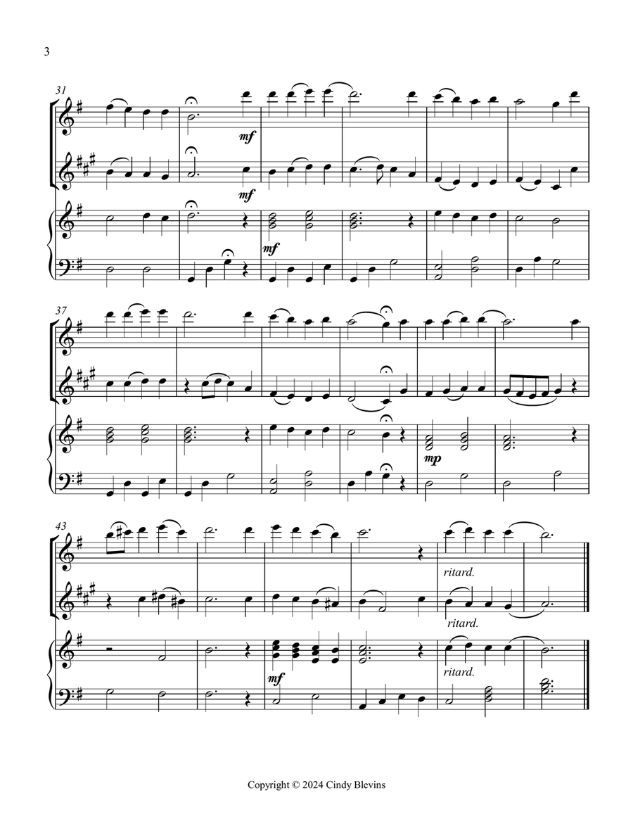 Now Thank We All Our God, for Flute, Clarinet and Harp Clarinet scores gallery preview page 4