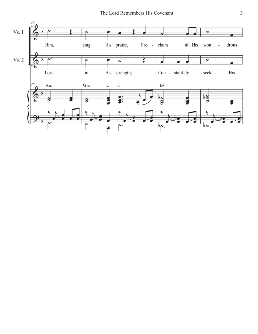The Lord Remembers His Covenant (2-part choir - (SA) SA scores gallery preview page 3