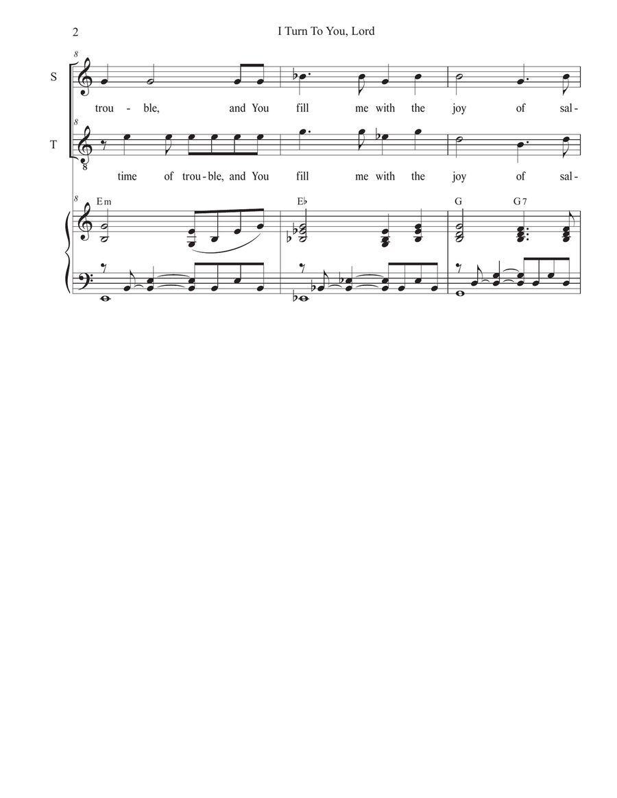 I Turn To You, Lord (Psalm 32) (Duet for Soprano and Tenor solo) Tenor Voice scores gallery preview page 2