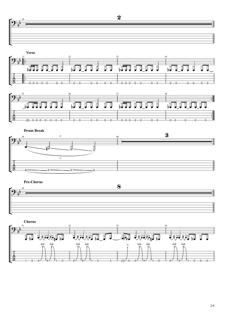 Holy Roller Holy Roller Bass Guitar Tablature scores gallery preview page 2