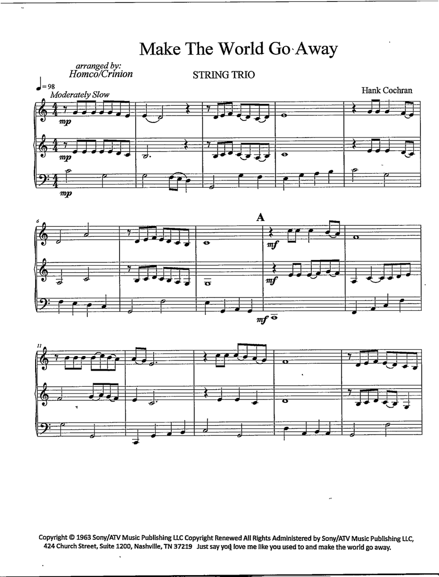 Make The World Go Away Make The World Go Away String Trio scores gallery preview page 2