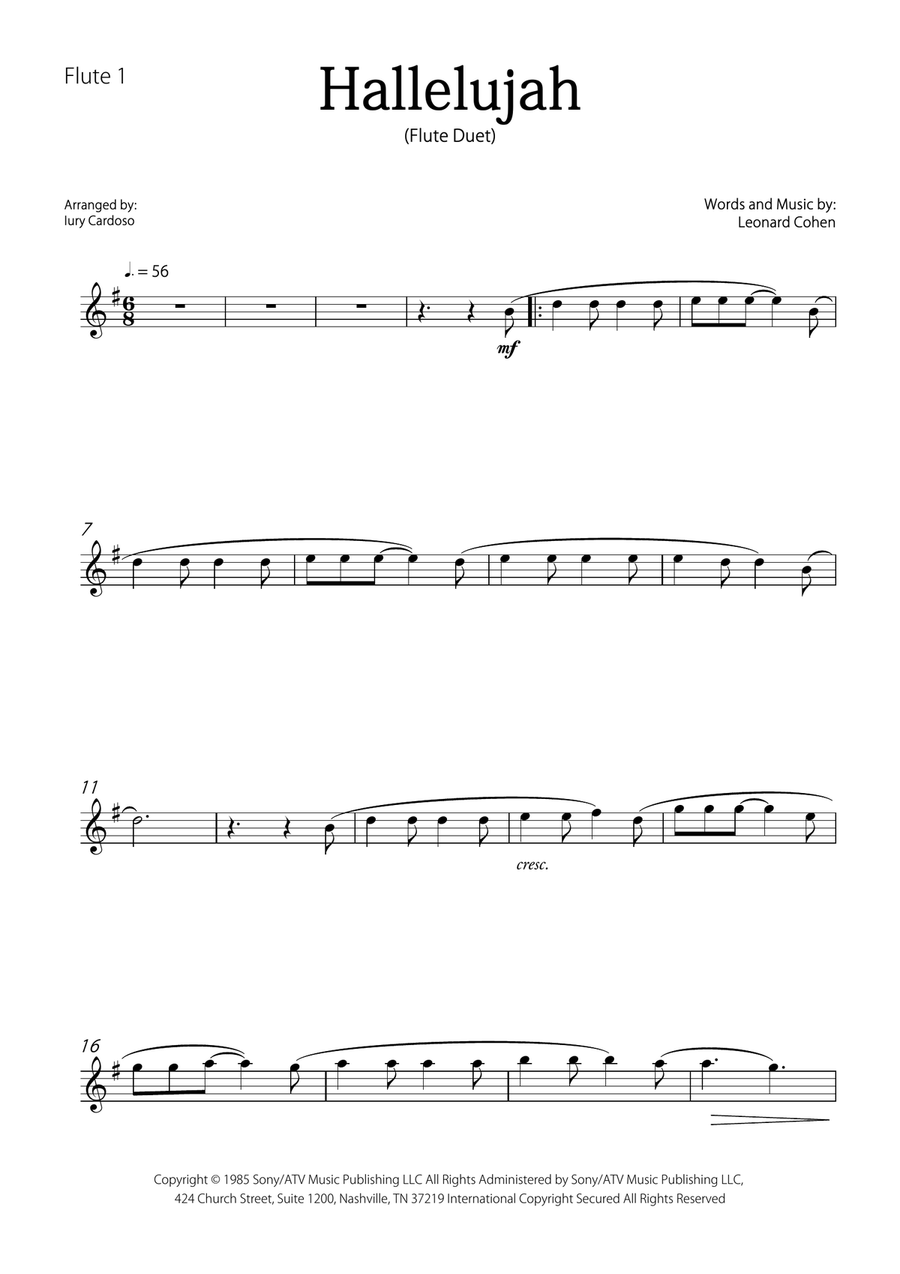 Hallelujah Flute Duet scores gallery preview page 4