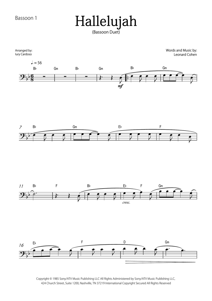 Hallelujah Woodwind Duet scores gallery preview page 4
