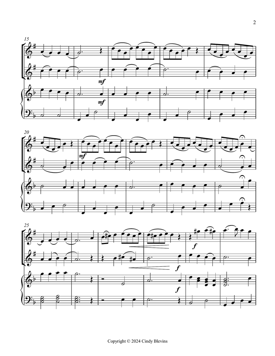 Now Thank We All Our God, for Two Clarinets and Harp Clarinet Duet scores gallery preview page 3