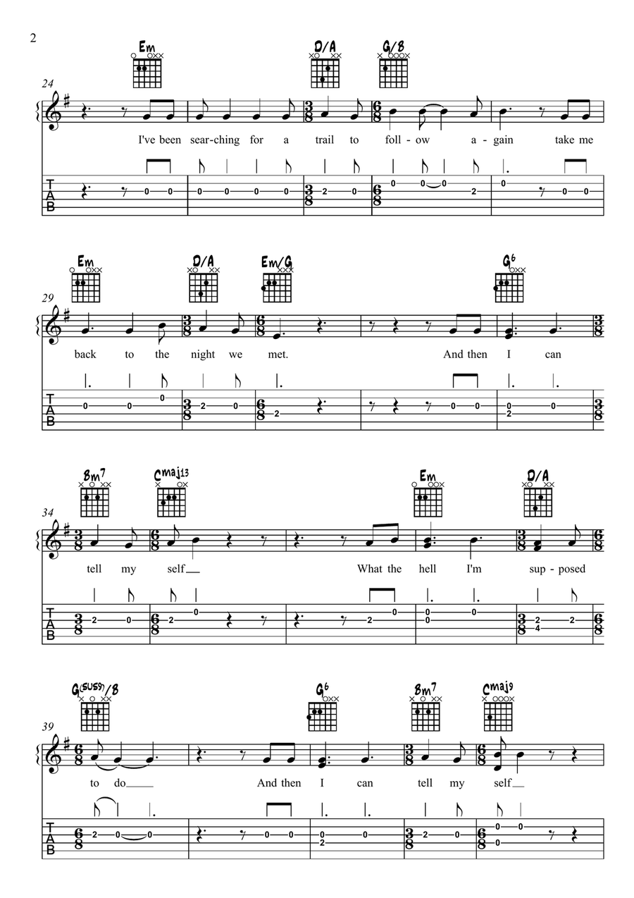 The Night We Met Acoustic Guitar scores gallery preview page 2
