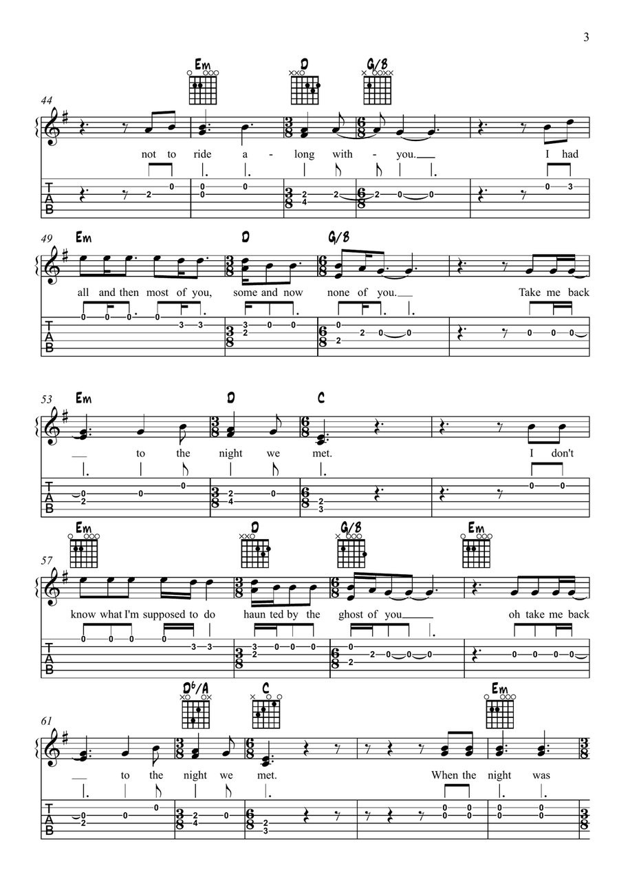 The Night We Met Acoustic Guitar scores gallery preview page 3