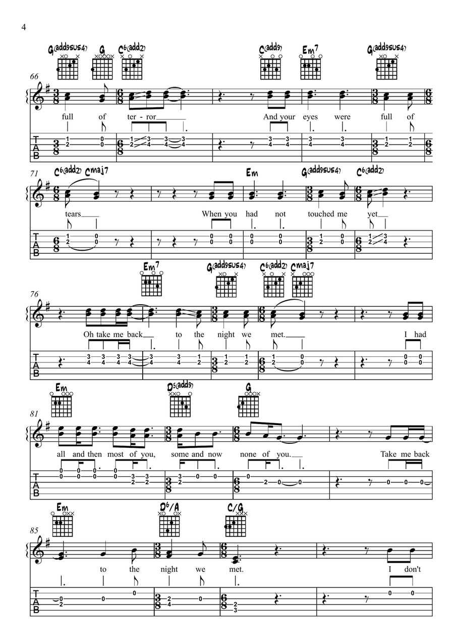 The Night We Met Acoustic Guitar scores gallery preview page 4