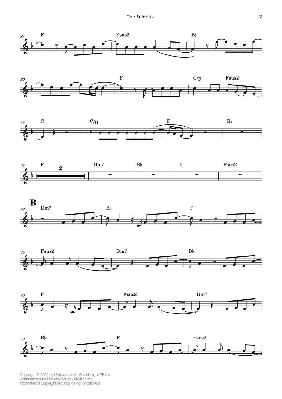 The Scientist Violin Solo scores gallery preview page 2