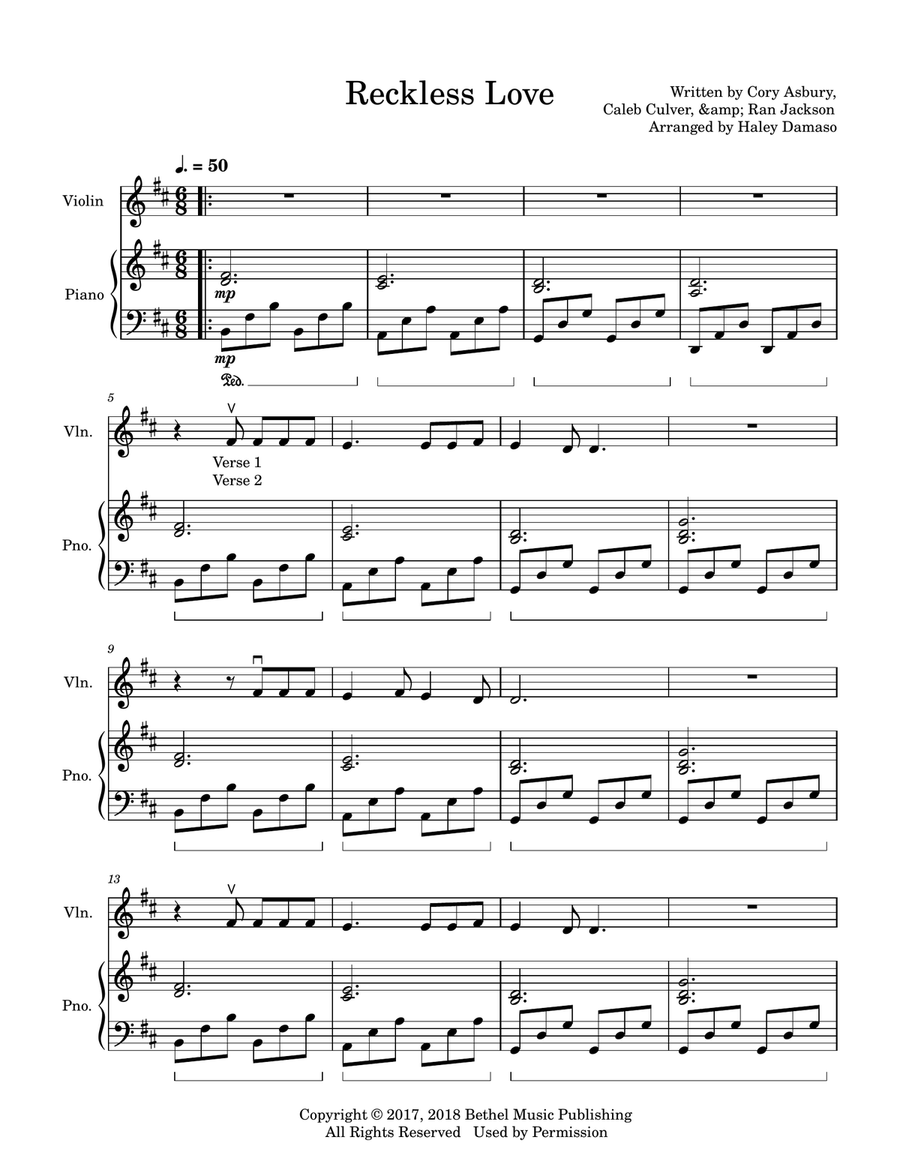 Reckless Love Reckless Love Violin Solo scores gallery preview page 3