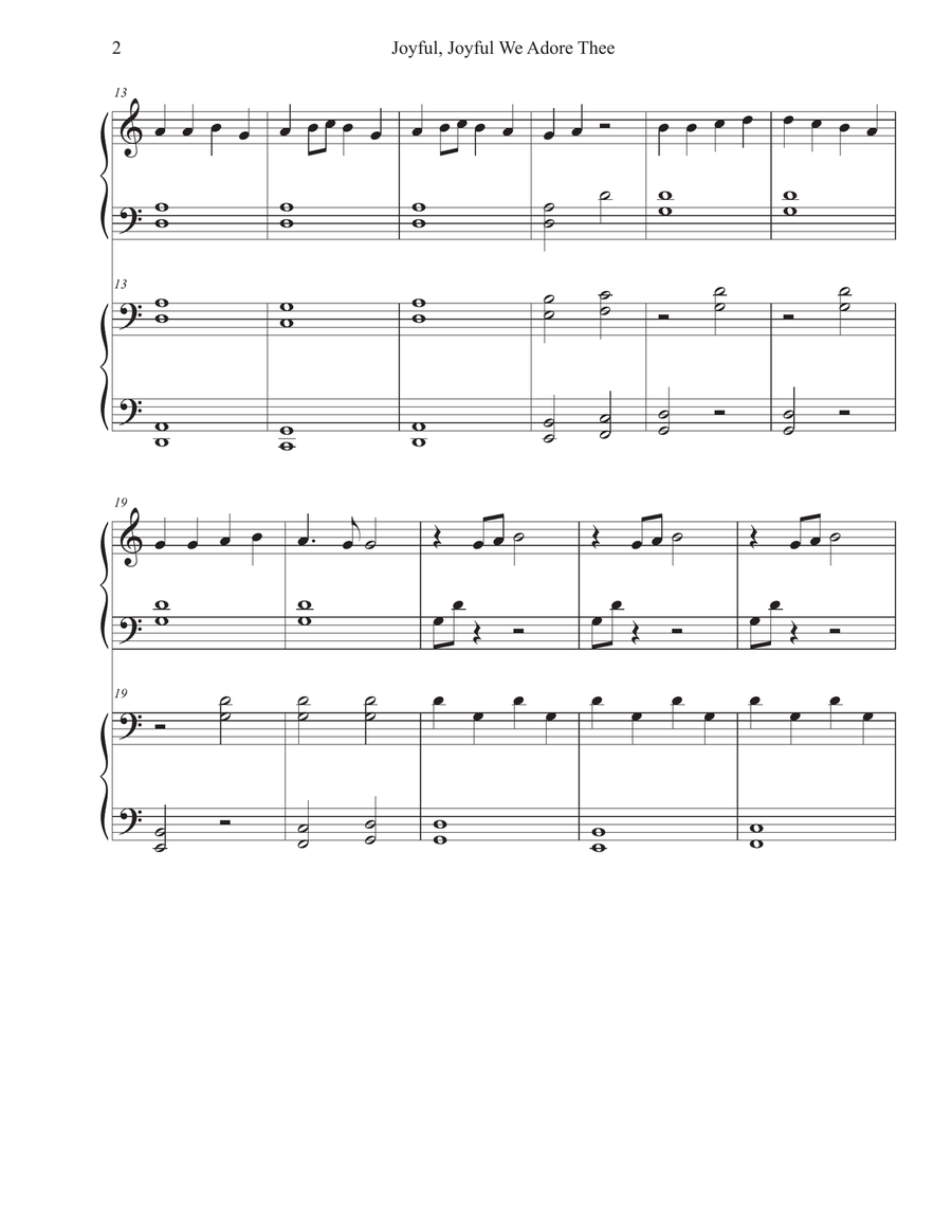 Joyful, Joyful We Adore Thee (Ode to Joy) 1 Piano, 4-Hands scores gallery preview page 2