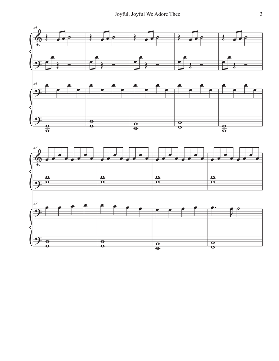 Joyful, Joyful We Adore Thee (Ode to Joy) 1 Piano, 4-Hands scores gallery preview page 3
