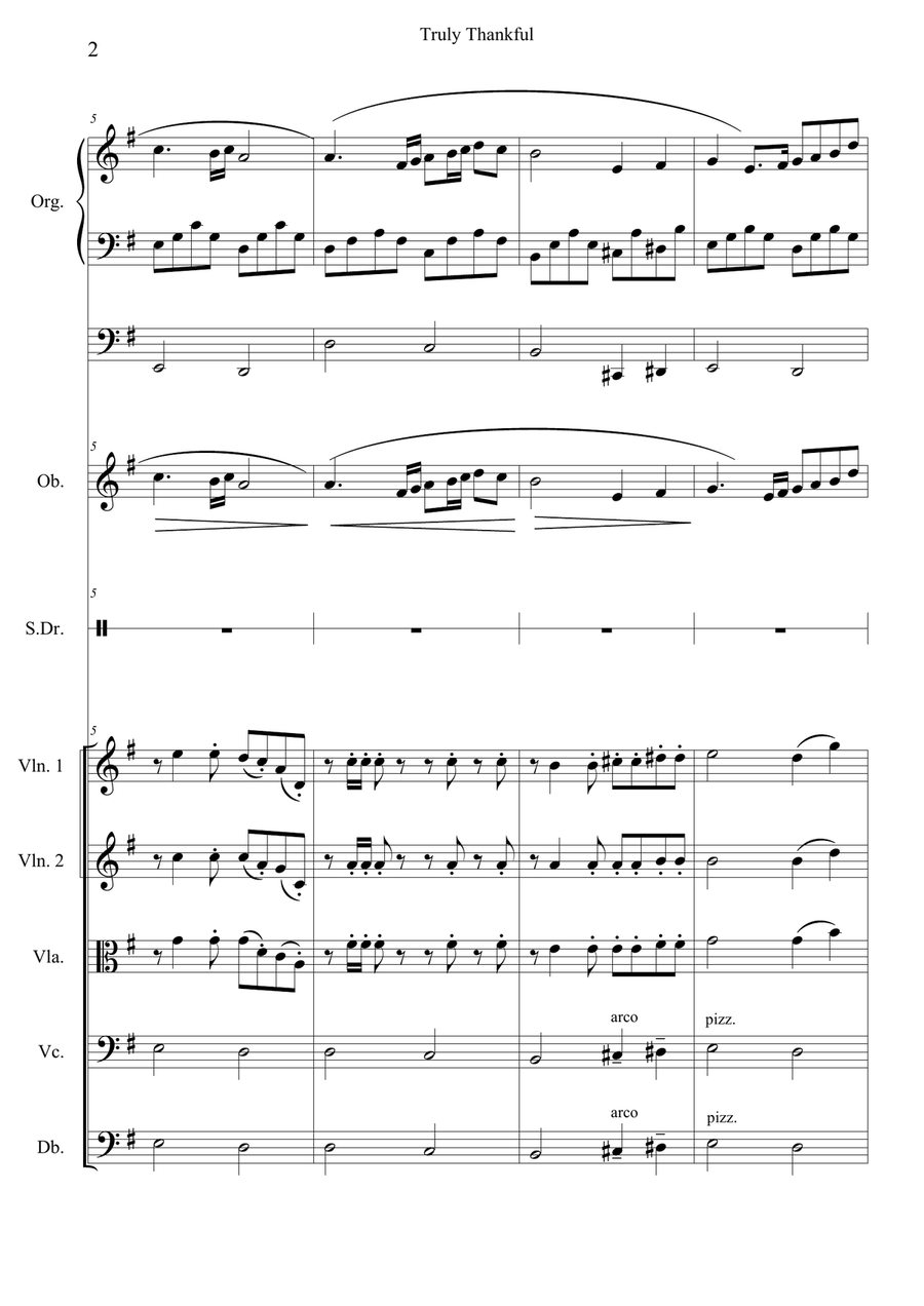 Truly Thankful (Organ, 2 Oboes, Side Drum & Strings) Large Ensemble scores gallery preview page 4