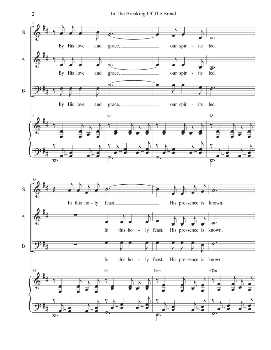 In The Breaking Of The Bread (SAB) 3-Part scores gallery preview page 2