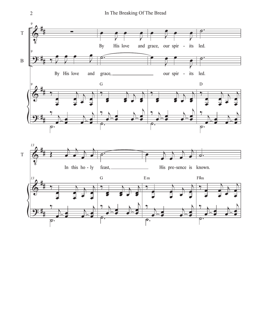 In The Breaking Of The Bread (Duet for Tenor and Bass solo) Tenor Voice scores gallery preview page 2