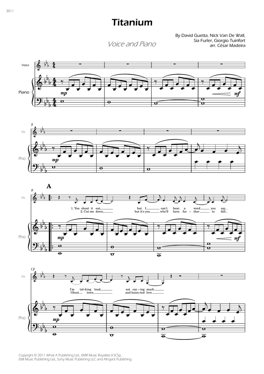 Titanium Titanium Piano, Vocal scores gallery preview page 3