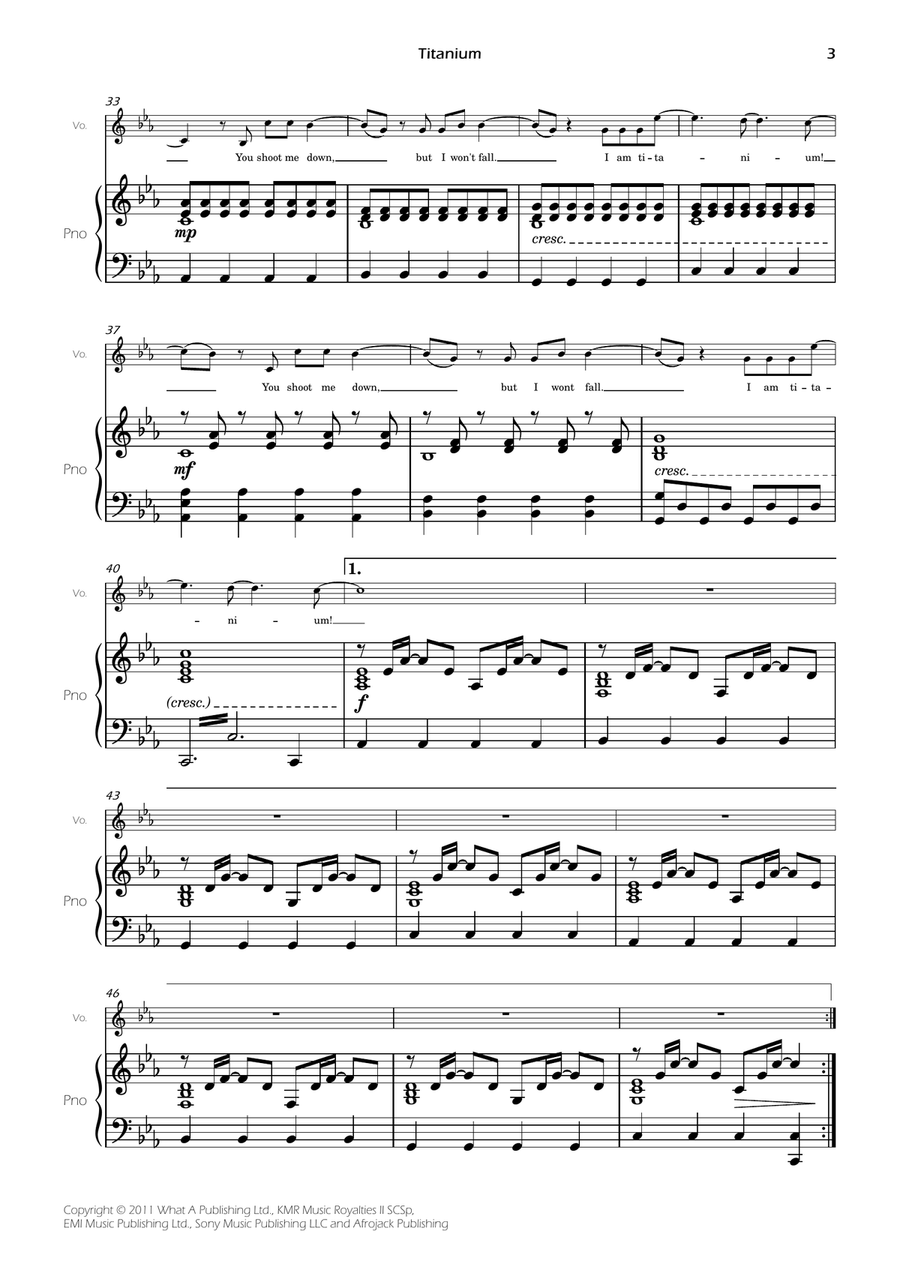 Titanium Titanium Piano, Vocal scores gallery preview page 5