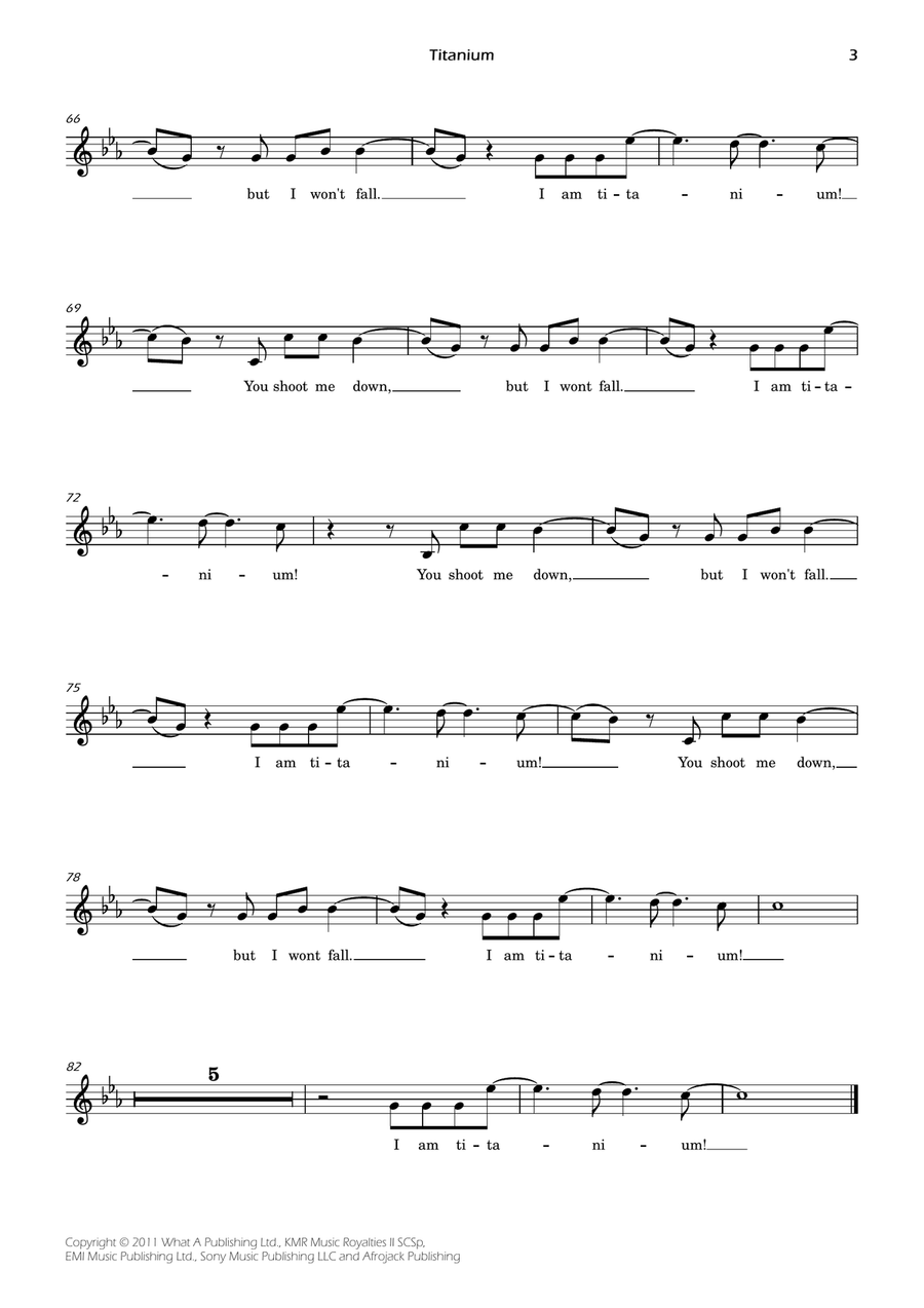 Titanium Titanium Piano, Vocal scores gallery preview page 3