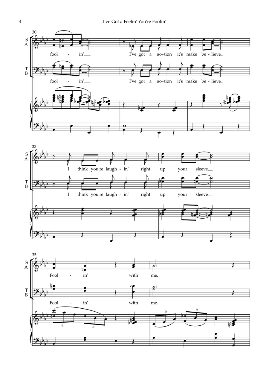 I've Got A Feelin' You're Foolin' 4-Part scores gallery preview page 4