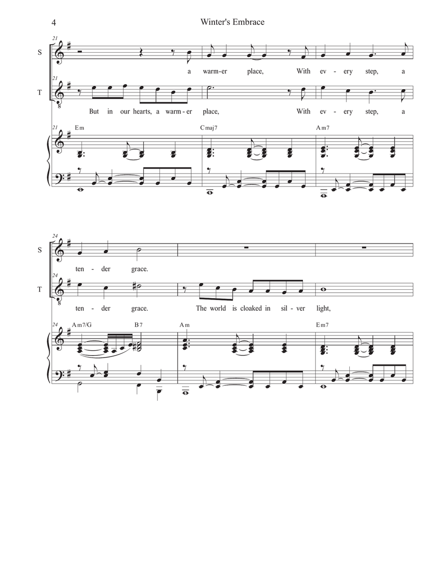 Winter's Embrace (2-part choir - (Soprano and Tenor) 2-Part scores gallery preview page 4