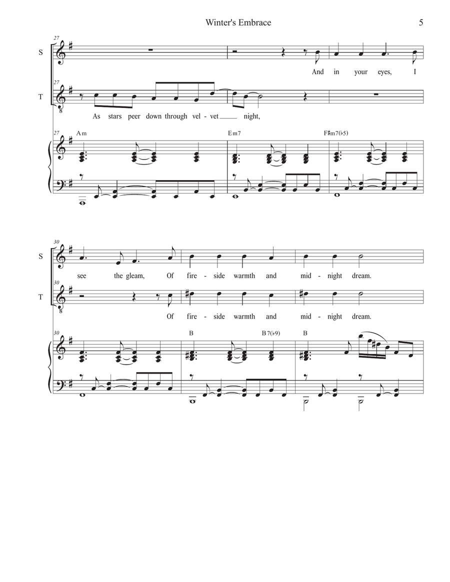 Winter's Embrace (2-part choir - (Soprano and Tenor) 2-Part scores gallery preview page 5