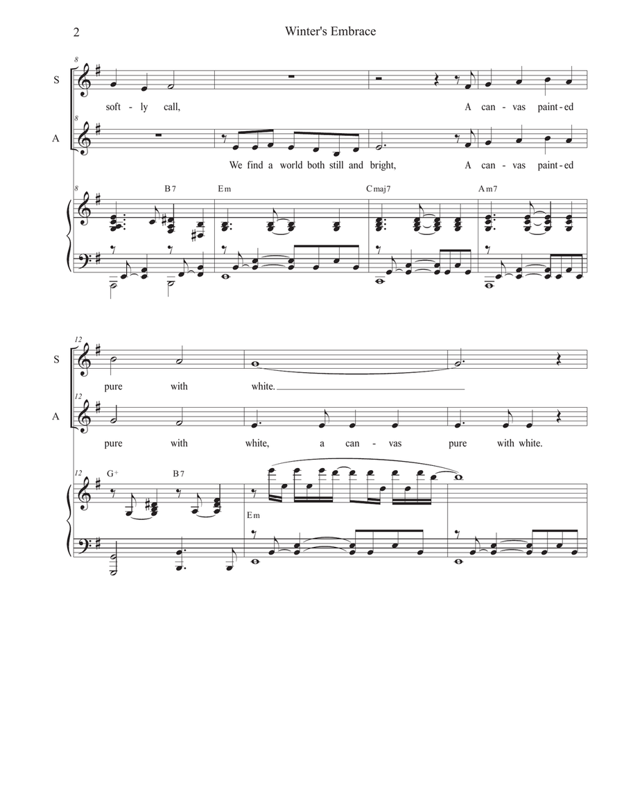 Winter's Embrace (Duet for Soprano and Alto solo) Alto Voice scores gallery preview page 2