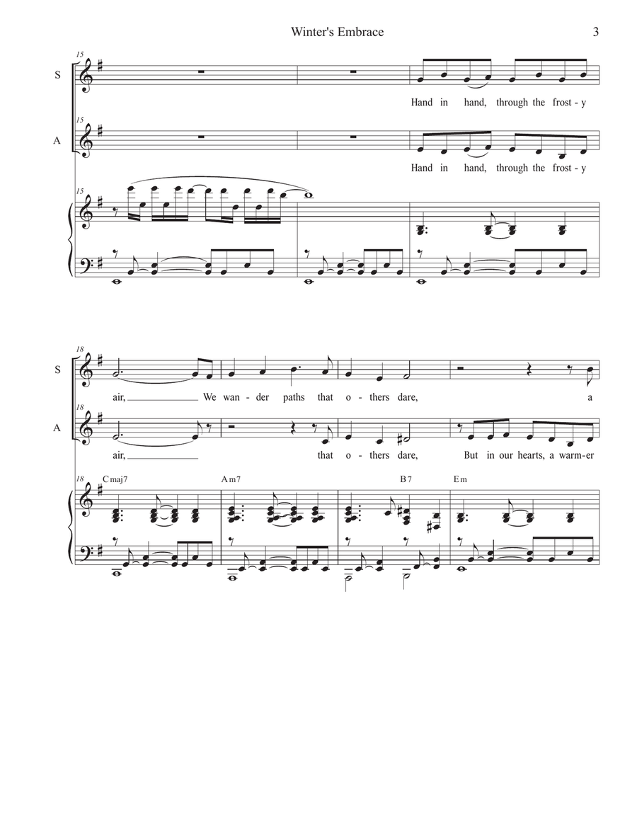 Winter's Embrace (Duet for Soprano and Alto solo) Alto Voice scores gallery preview page 3