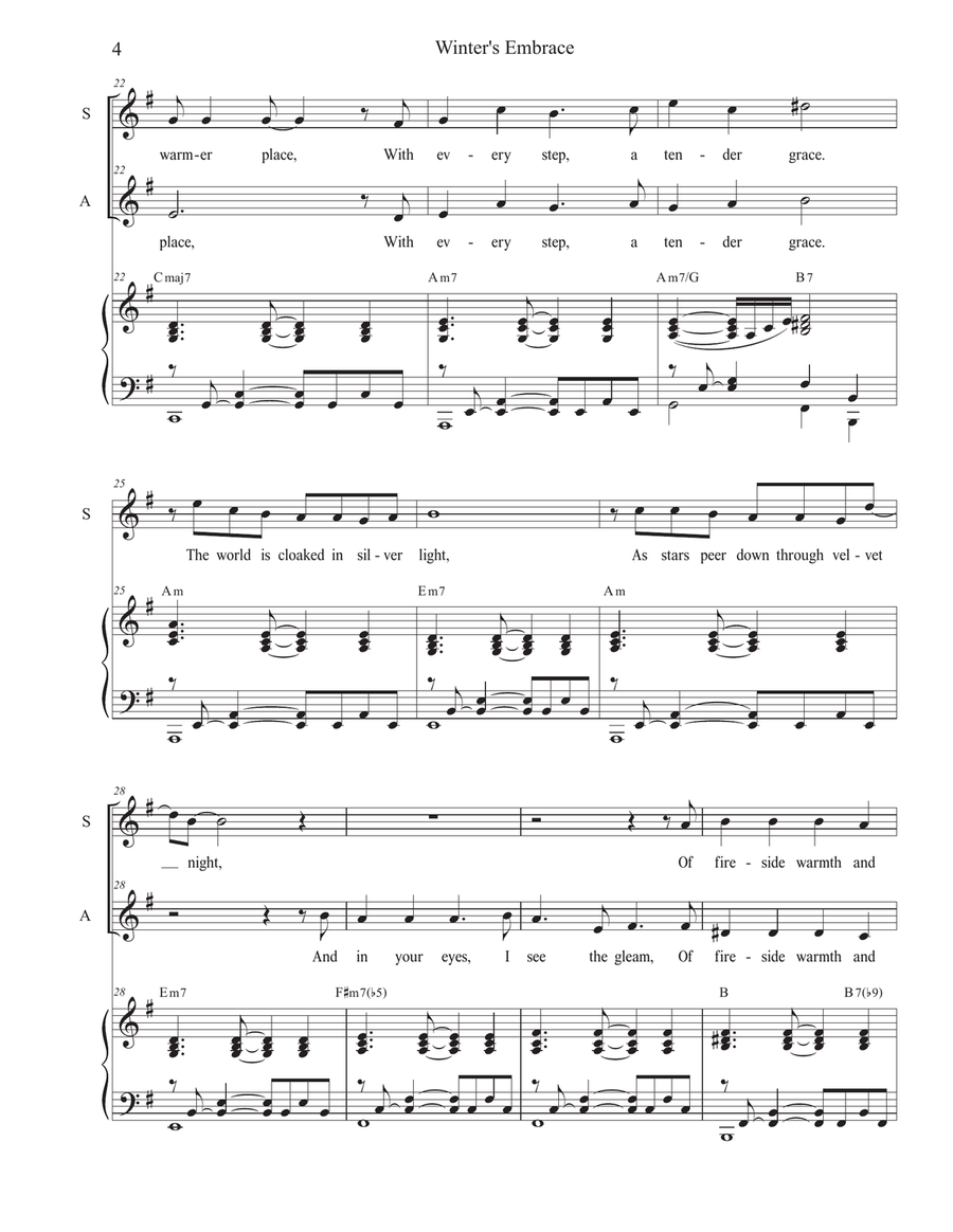 Winter's Embrace (Duet for Soprano and Alto solo) Alto Voice scores gallery preview page 4
