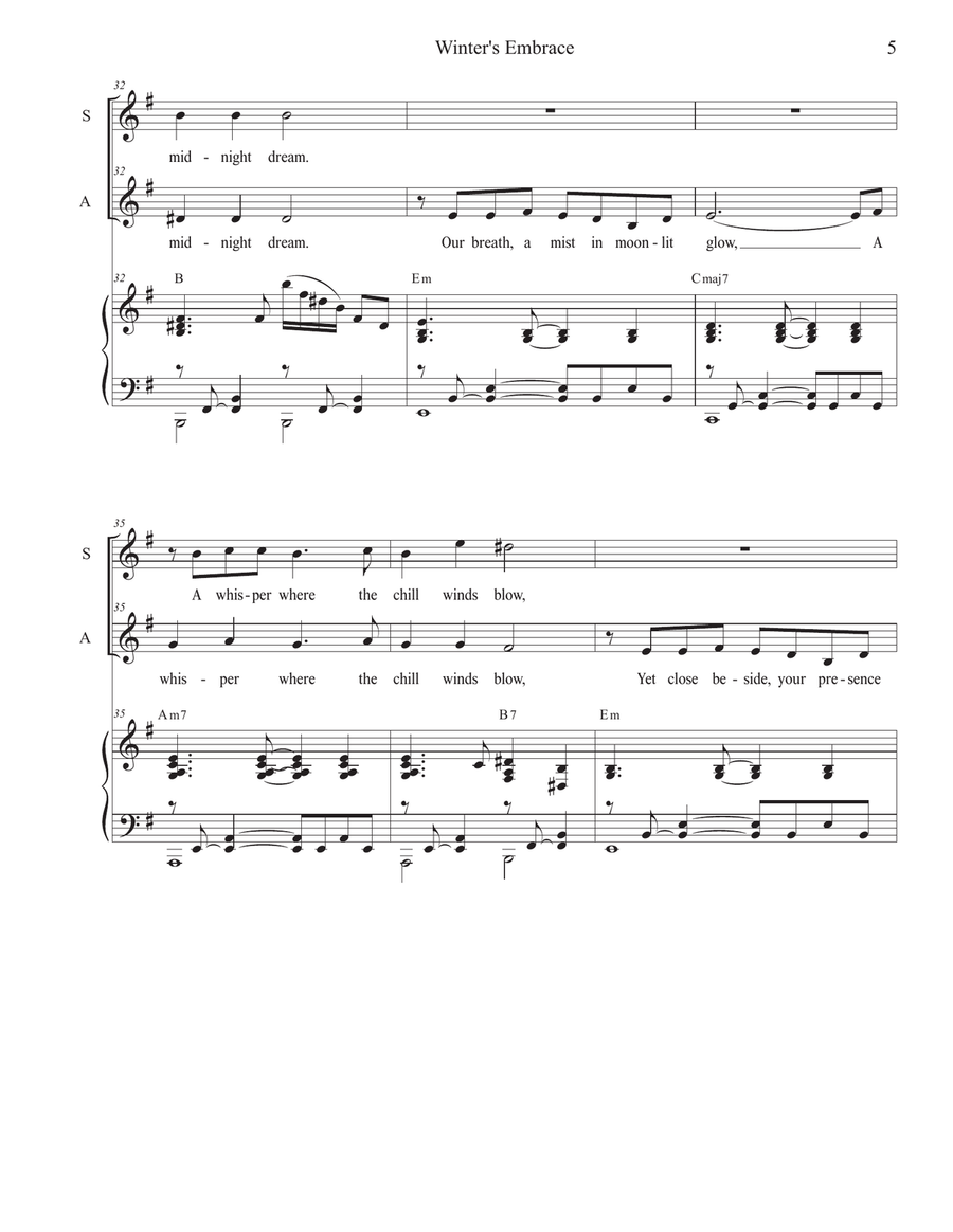 Winter's Embrace (Duet for Soprano and Alto solo) Alto Voice scores gallery preview page 5