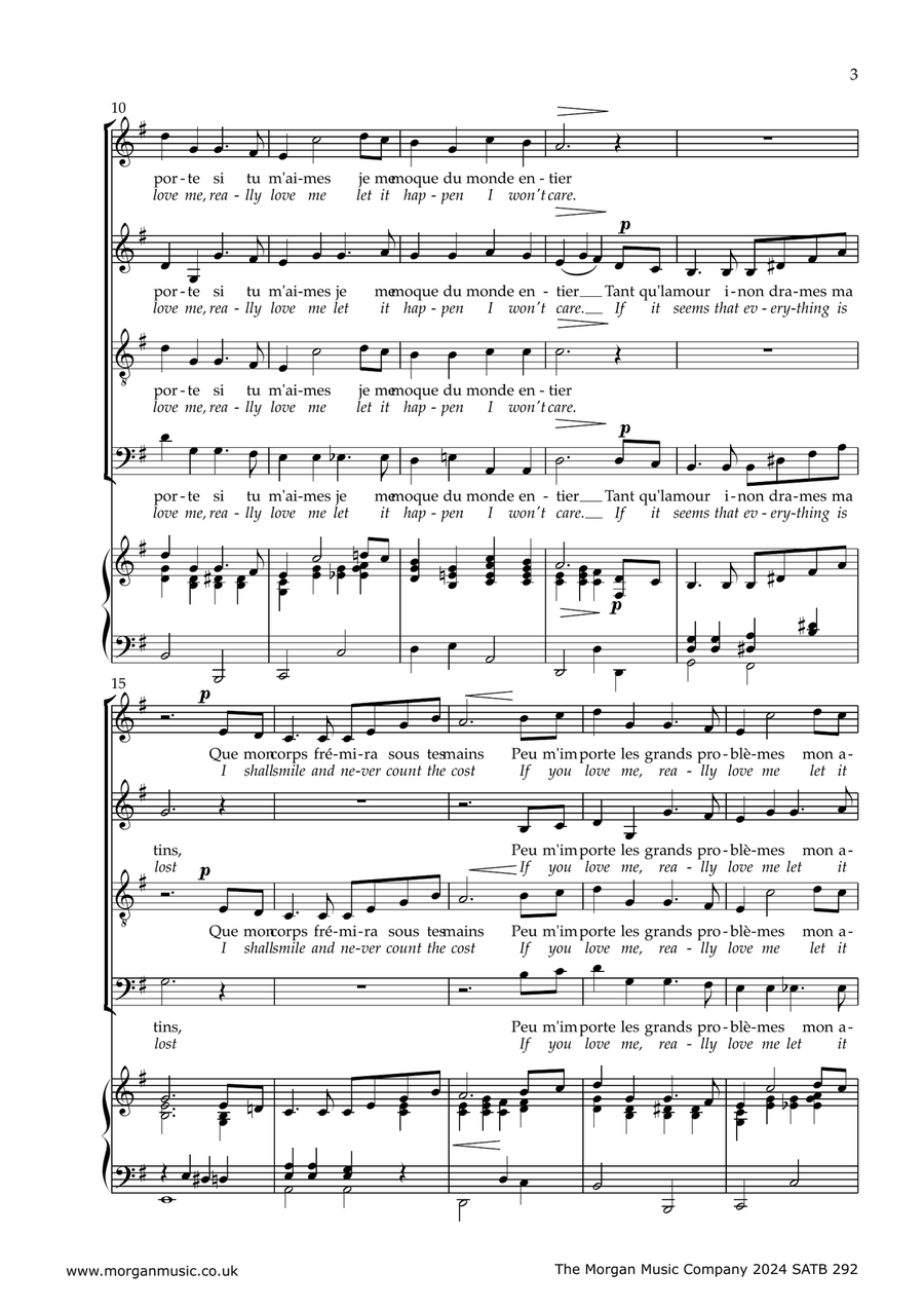 Hymne A L'amour Hymne A L'amour 4-Part scores gallery preview page 3