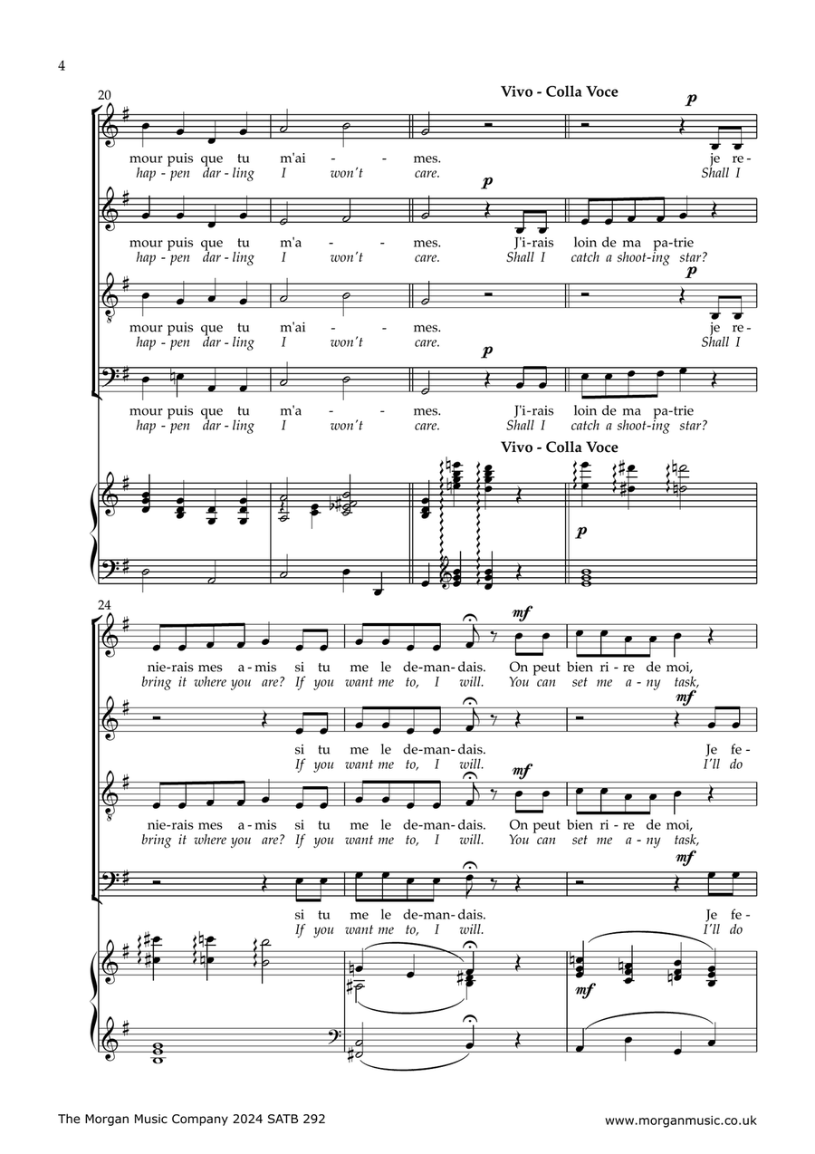 Hymne A L'amour Hymne A L'amour 4-Part scores gallery preview page 4