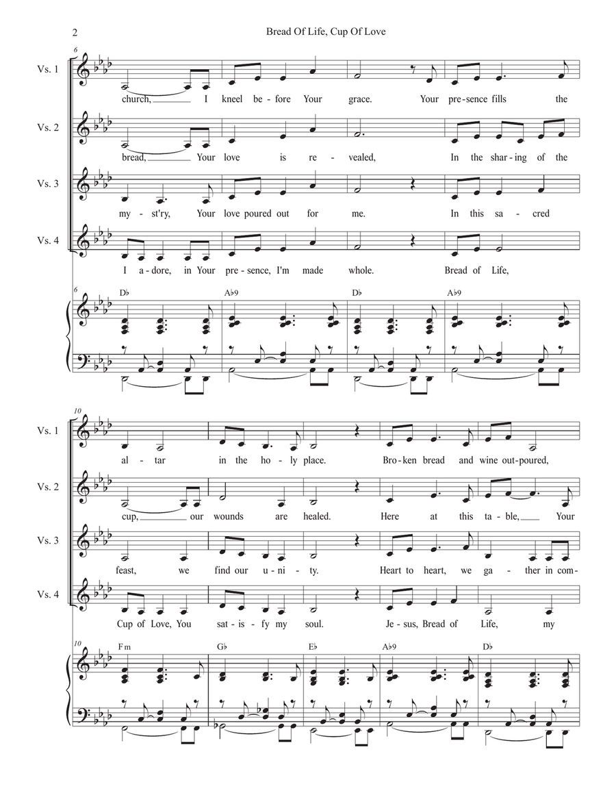 Bread Of Life, Cup Of Love (2-part choir - (Soprano and Tenor) 2-Part scores gallery preview page 2