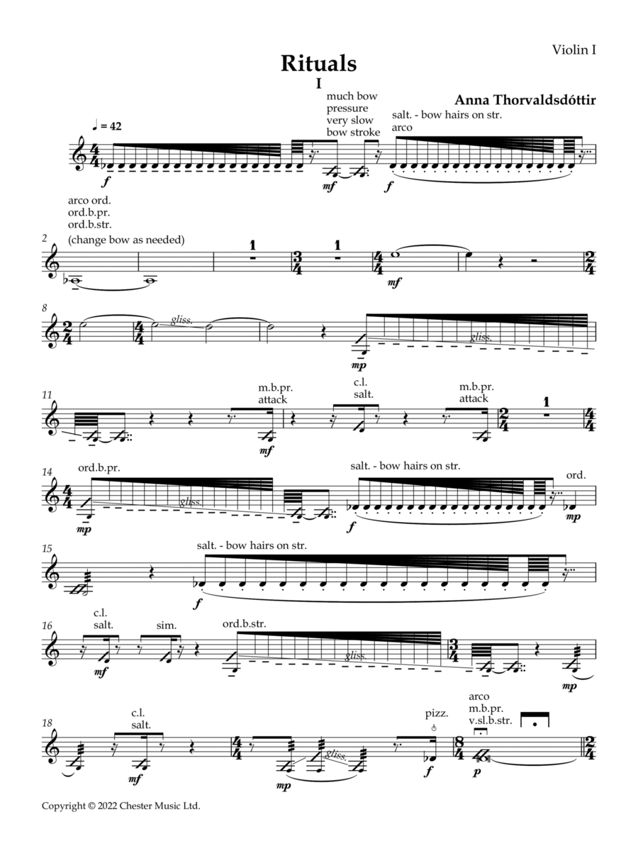 Rituals - Violin 1 Rituals - Violin 1 String Quartet scores gallery preview page 1