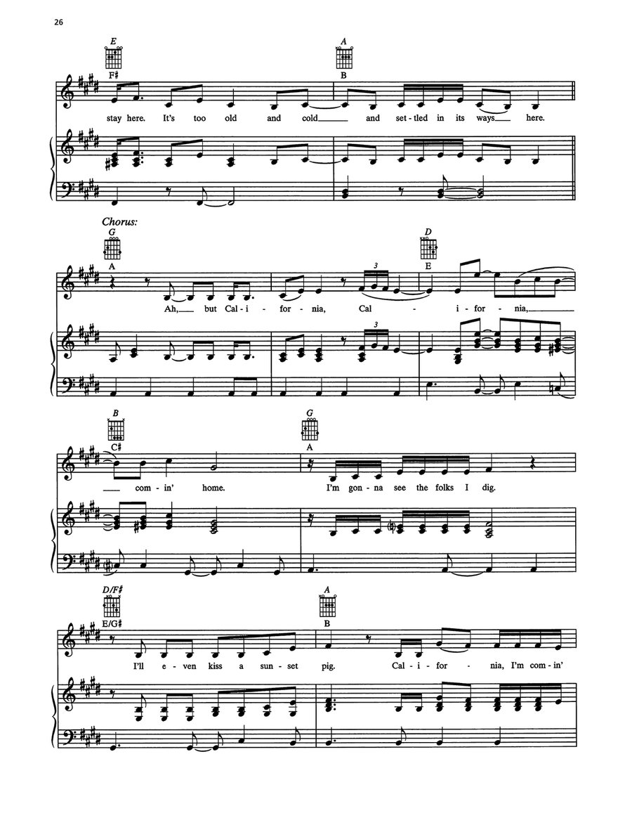 California California Piano, Vocal, Guitar scores gallery preview page 2
