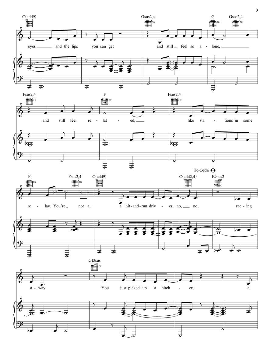 Coyote Coyote Piano, Vocal, Guitar scores gallery preview page 3