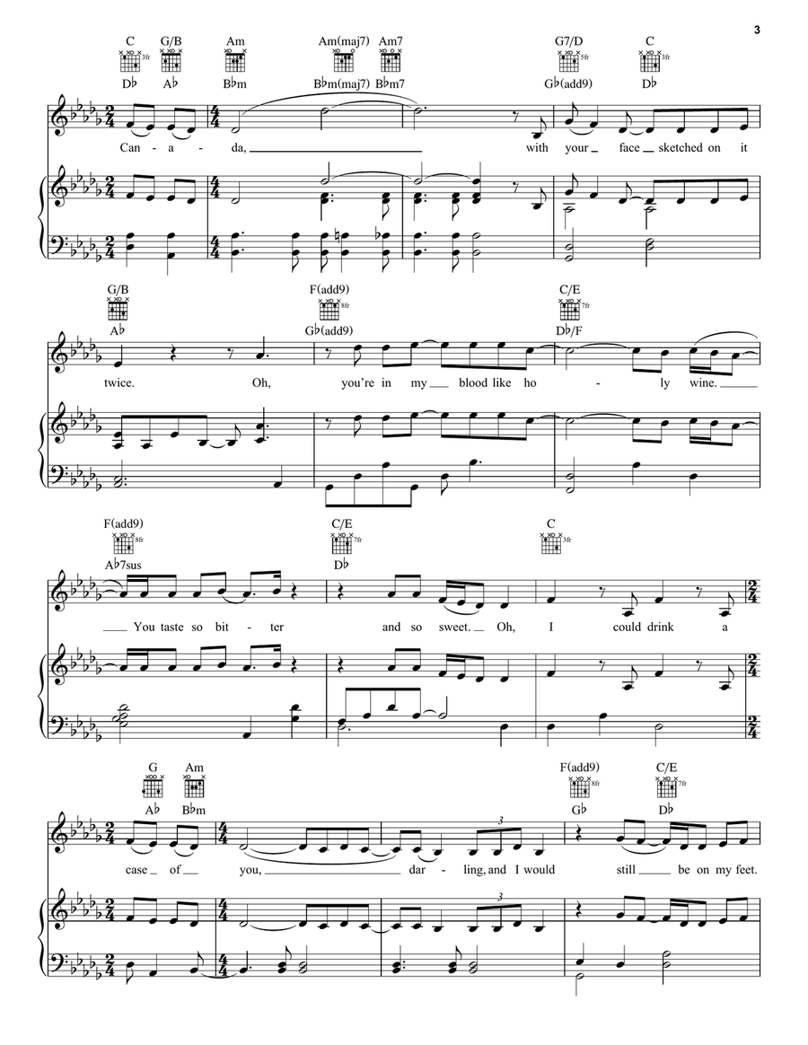 A Case Of You A Case Of You Piano, Vocal, Guitar scores gallery preview page 3