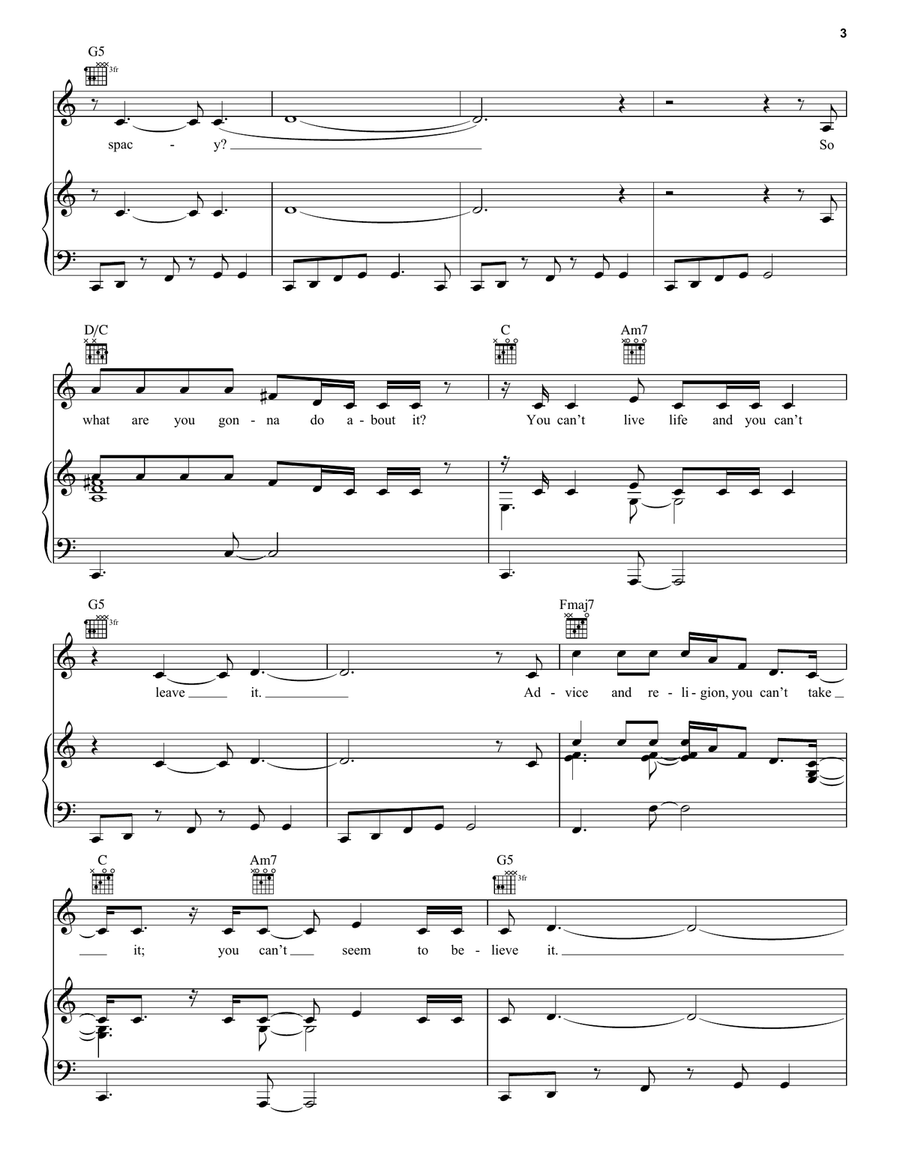 Trouble Child Trouble Child Piano, Vocal, Guitar scores gallery preview page 3